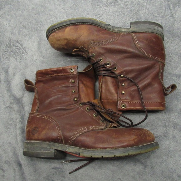 Double H Boots Men? 8.5D Brown Leather Work Kiltie Steel Toe Waterproof RARE VTG main image 13